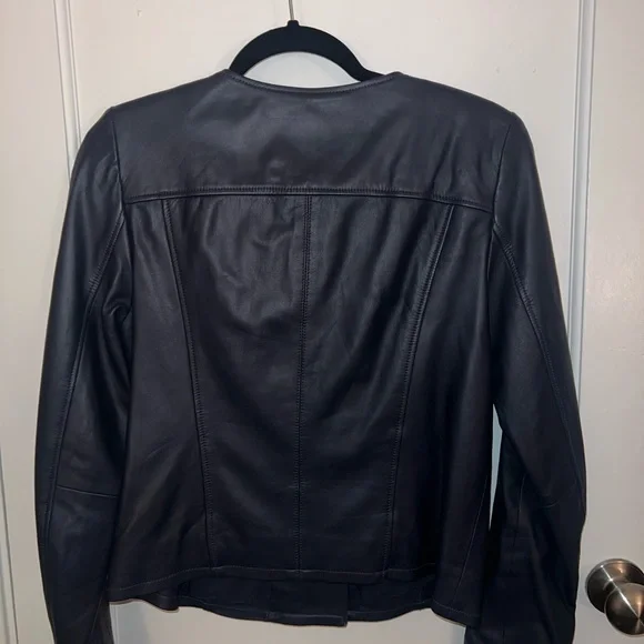 Halogen real leather navy moto jacket. Buttery soft and beautiful! - Picture 4 of 5